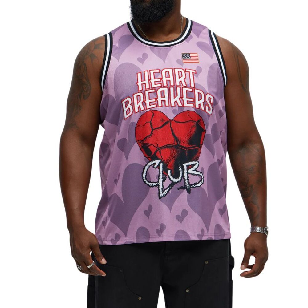 Heart Breakers Club Basketball Jersey Men’s 3XL (XXXL) Mauve Sleeveless Tank Top